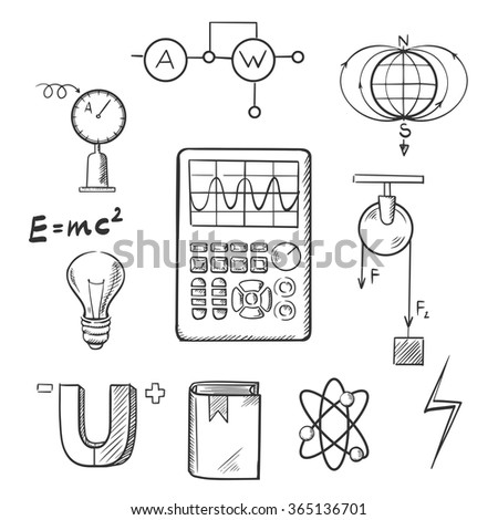 Science Sketch Icons Set Symbols Physics Stock Vector 365136701 ...