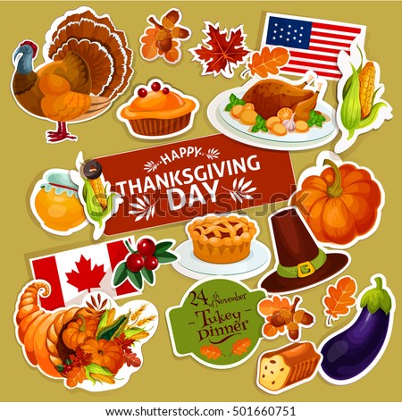 sticker cut vector Vector Celebration Cut Stickers Line Stock Thanksgiving