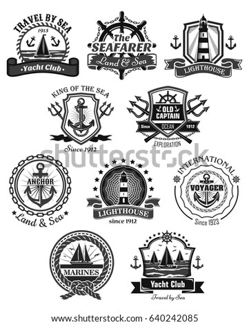 Nautical Themed Design Elements Lighthouse Rope Stock Vector 220584571 ...