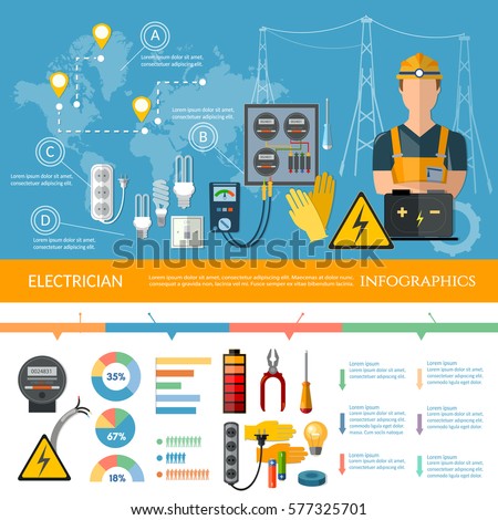 professional electrician infographics electricity tools professional electrician infographics electricity tools, Presentation templates