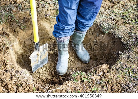 Gardener digs a hole 9