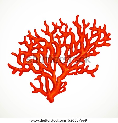 Red corals sea life object isolated on white background