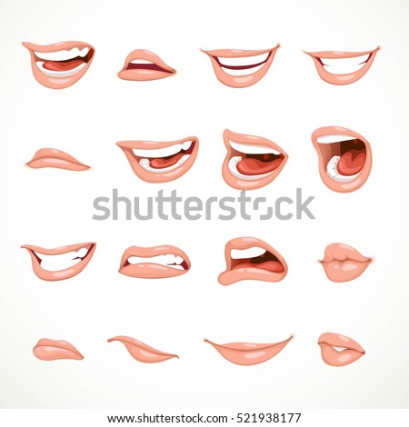 Females Mouth Express Different Emotional States Stock Vector 521938177 ...