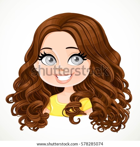 stock vector beautiful brunette girl with dark chocolate color magnificent big curls hair portrait isolated on 578285074
