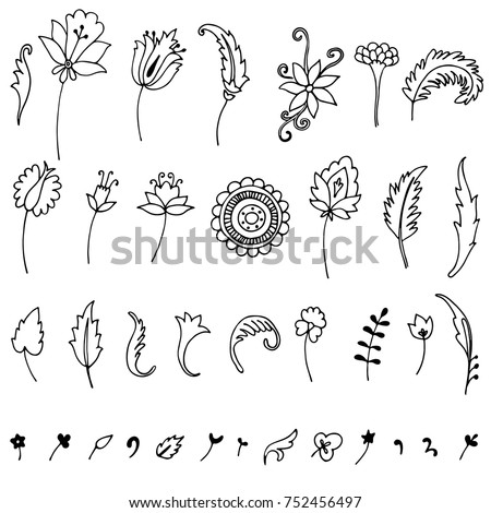 collection doodle flower elements henna tattoo stock vector collection doodle flower elements henna tattoo stock vector