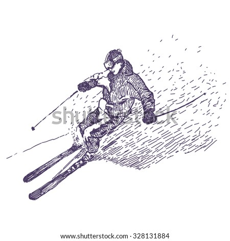 Skiing Man Vector Drawing Stock Vector 328131884 - Shutterstock