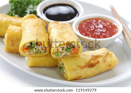 homemade egg rolls, vegetarian food