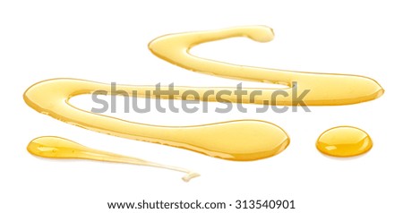 honey drop isolated on white background, selective focus
