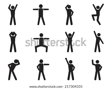 stick figure posture icons - stock vector