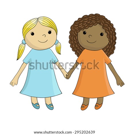 Childs Drawing Two Best Friends Stock Vector 53115067 - Shutterstock