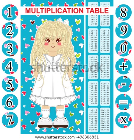 vector multiplication table printable bookmark poster