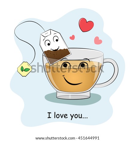 Cute Picture Cup Tea Love Tea Vector de stock (libre de ...