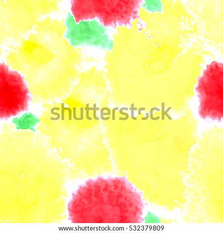 Yellow texture. Vector murble background. Watercolor hand drawn marbling illustration, aqua print. Bright colorfull stains. Cover design, trendy graphic, artistic effect. Abstract painting template.