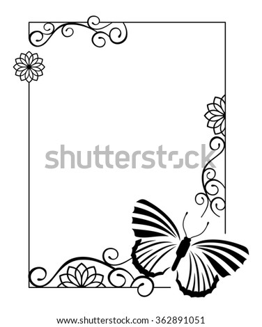 Black White Silhouette Frame Butterflies Stock Vector 362891051 ...