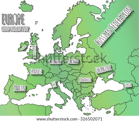 Cartoon Map Europe Stock Vector 377057800 - Shutterstock