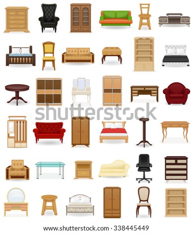 set icons furniture vector illustration isolated on white background