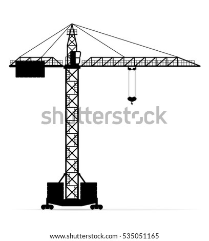 Silhouette Construction Crane Tower Background Vector Stock Vector ...