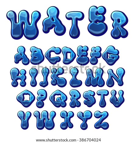 cartoon water drops font funny blue stock vector 386704024 water droplet fonts