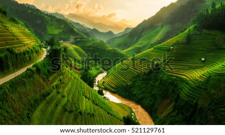 Mu Cang Chai, landscape terraced rice field near Sapa, north Vietnam