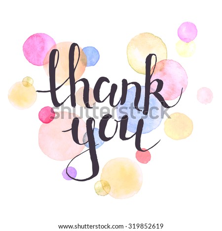 thank watercolor card background clipart thankyou calligraphy lettering colorful typography modern greeting spots thanks vector clip illustration hand word