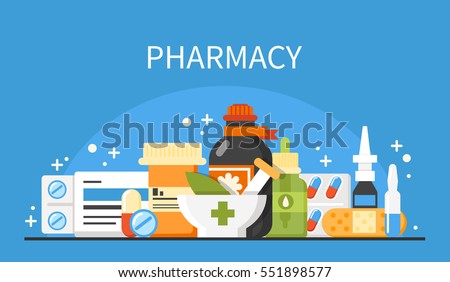  Pharmacy Concept Banner Vector Medical Illustrations Stock 