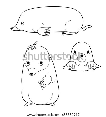 Download Cute Mole Poses Cartoon Vector Illustration Stock Vector 688352917 - Shutterstock