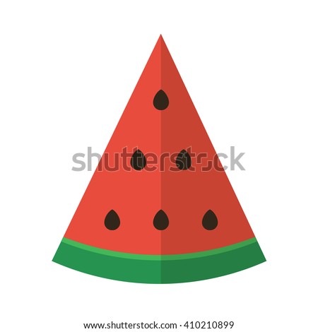 Flat design vector slice of watermelon isolated on white background.