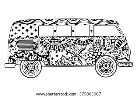 Download Vintage Car Mini Van Tangle Patterns Stock Illustration ...