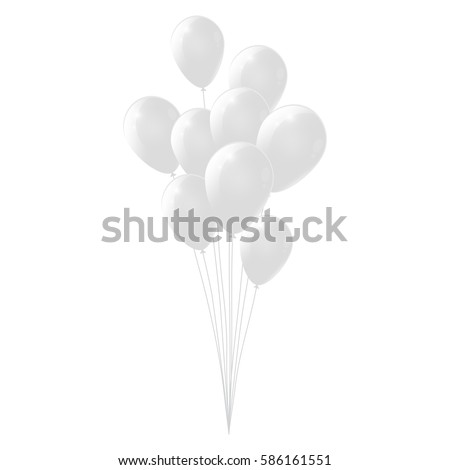 White background with white balloons, glossy balloons