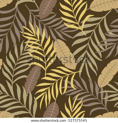 Seamless Pattern Banana Golden Palm Leaves Stock Vector 562806100 ...