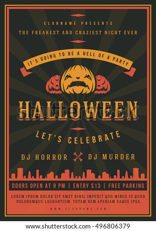 halloween night party poster design template typography flyer invitation vector illustration - Halloween Night Party halloween night party poster design template typography flyer invitation vector illustration - Halloween Night Party