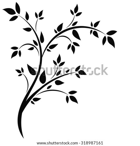 Tree Branches Silhouette Isolated Over White Stock Vector 97668254 ...