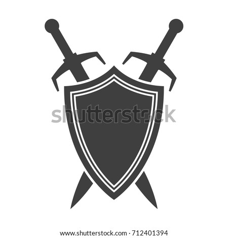 Shield Sword Silhouette Guardian Icon Security Stock Vector 712401394 ...