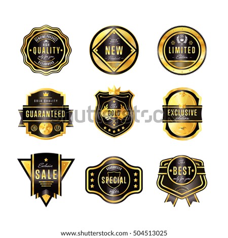 Glossy Black Gold Vintage Retro Badges Stock Vector 209466442 ...