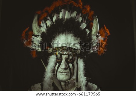Tattoo Art Portrait American Indian Head Stock Illustration 99094529 ...