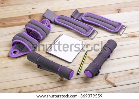 Ankle Weights Stock Images Royalty Free Vectors Dumbbells Ankle Weights Wrist And Notebook To Workout Plan On
