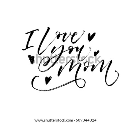 Love You Mom Postcard Holiday Lettering Stock Vector ...
