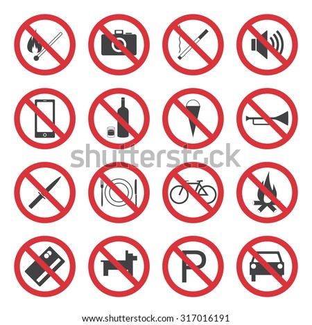 Prohibition Signs No Symbols Vector Icon Stock Vector 317016191 ...