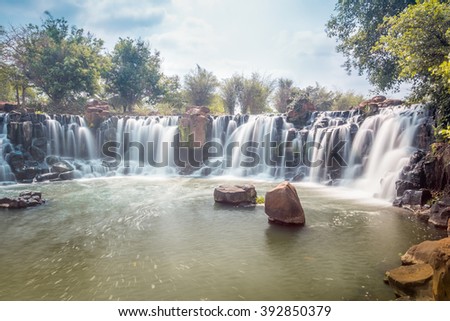 DONG NAI, VIETNAM March 16 2016: Beautiful Waterfall at GiangDien Waterfall, Dong Nai province, Vietnam in a daytime