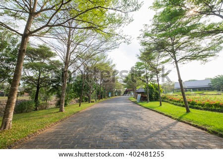 DONG NAI, VIETNAM March 16 2016: Beautiful pathway to GiangDien Waterfall, Dong Nai province, Vietnam in a daytime