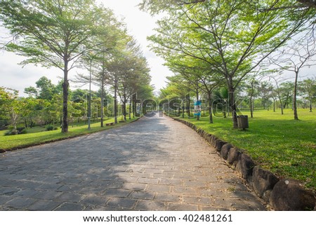 DONG NAI, VIETNAM March 16 2016: Beautiful pathway to GiangDien Waterfall, Dong Nai province, Vietnam in a daytime