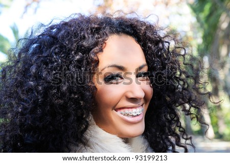 Happy Black Girl Braces Stock Photo (Royalty Free 