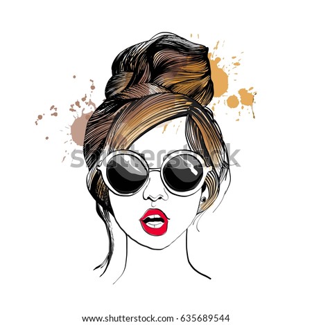 Stylish Girl Glasses Fashion Illustration Stock Vector 