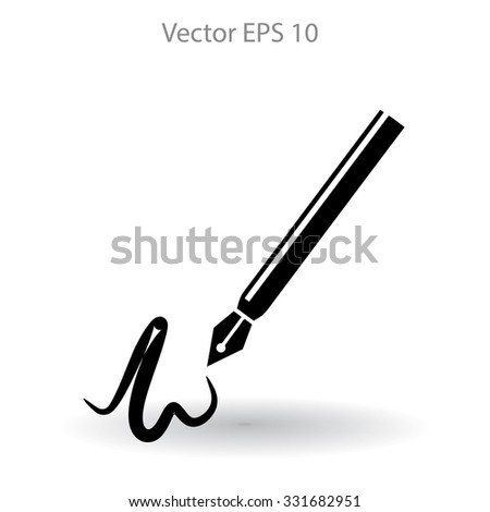 Low Poly Fountain Pen Vector Illustration Stock Vector 385315435