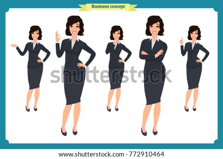 Set Businesswoman Character Design Different Poses Illustration Stock ...