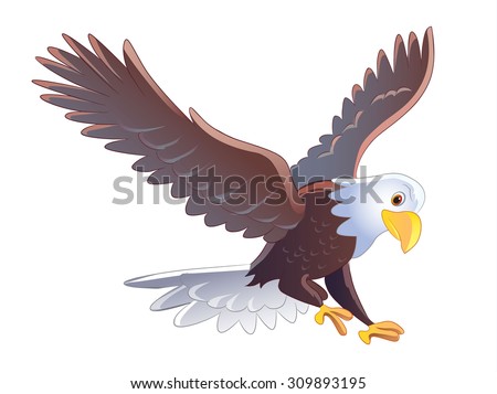 Illustration Angry Eagle Flying Wings Flapping Stock Vector 633074174 ...
