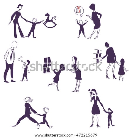 Casual People Sketch Outline Hand Drawing Stock Vector 263724197