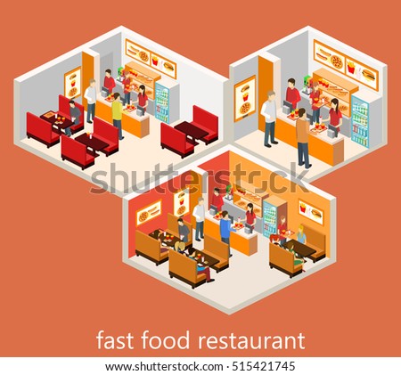 Isometric Fast Food Restaurant Stock Vector 388025326 - Shutterstock