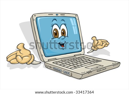 Laptop Computer Cartoon Mascot Stock Vector 33417364 - Shutterstock