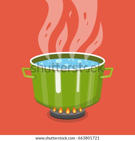 Boiling Water Pan Cooking Pot On Stock Vector 664738435 - Shutterstock